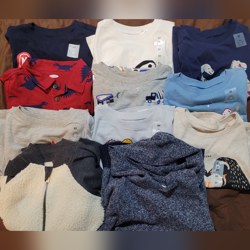 Nwt Old Navy 11 Piece Toddler Boy 5t Bundle Long Sleeve Shirts Sweater Zip-Up